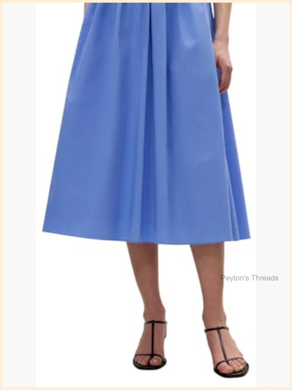 Puff Sleeve Smocked Bodice Midi Dress Cotton Poplin - Picture 7 of 7